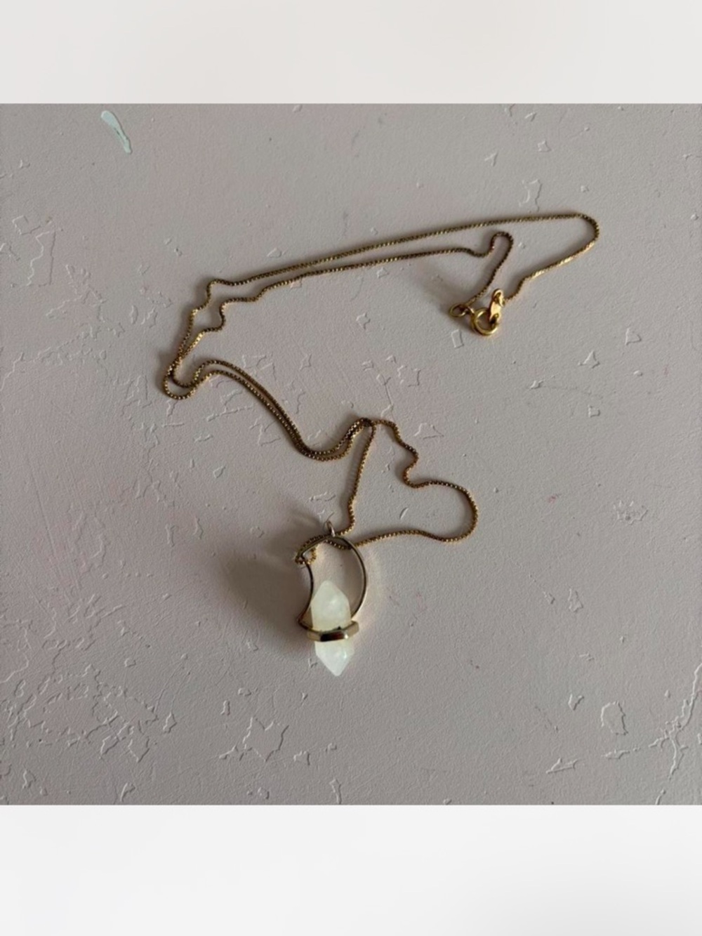 Gold Chain Necklace with White Gemstone Pendant